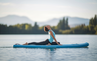 personne-yoga-paddle-lac-montagnes