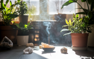 piece-lumineuse-plantes-cristaux-fumee