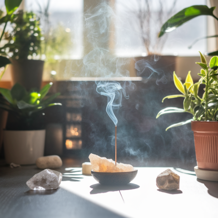 piece-lumineuse-plantes-cristaux-fumee