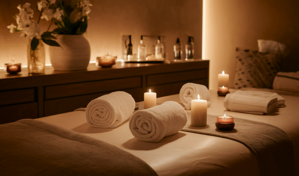 salle-spa-table-massage-serviettes-bougies