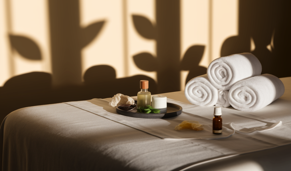 spa-table-massage-serviettes-ombres-plantes