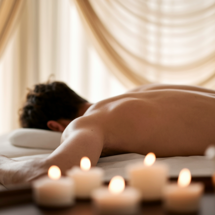 table-massage-homme-dos-flou-bougies