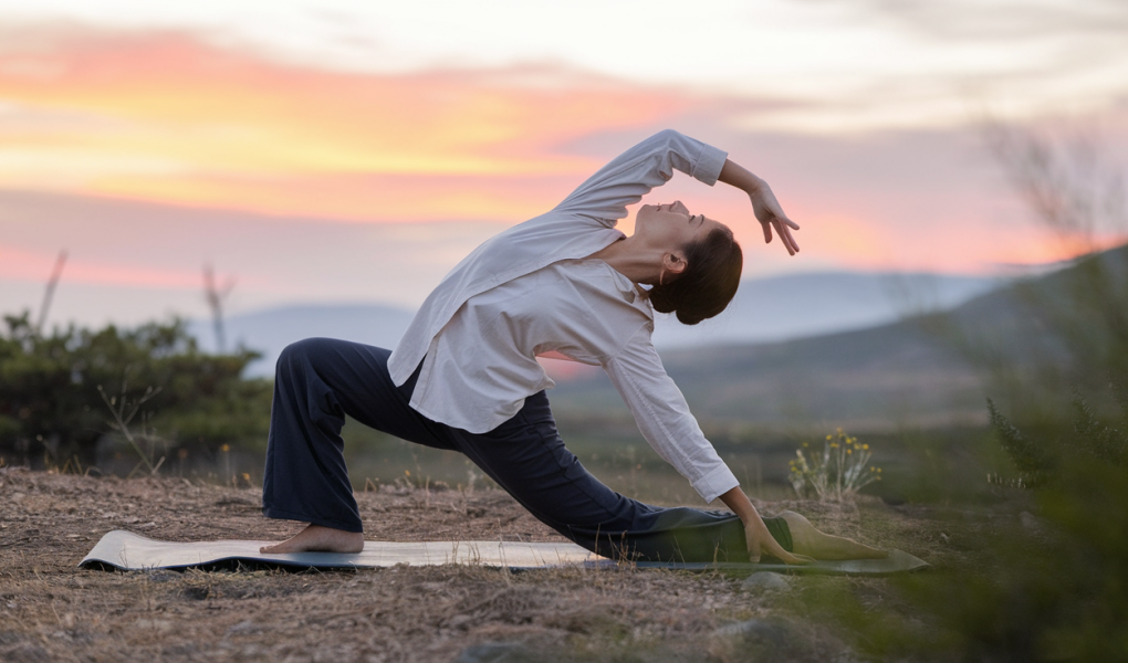 personne-yoga-montagnes-lever-soleil