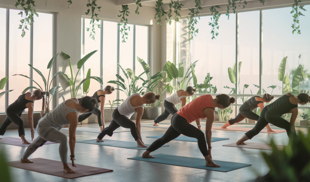 groupe-yoga-studio-lumineux-plantes