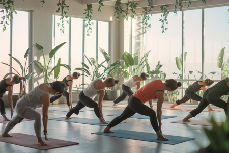 groupe-yoga-studio-lumineux-plantes